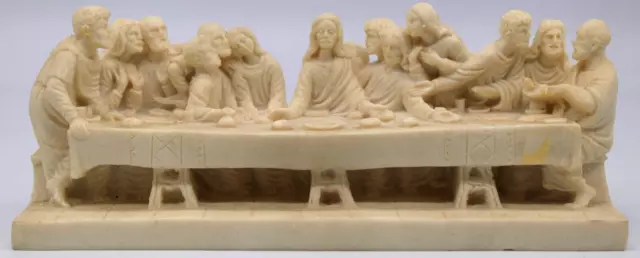 Vintage The Last Supper Carved Figurine Statue Sculpture Cream Alabaster