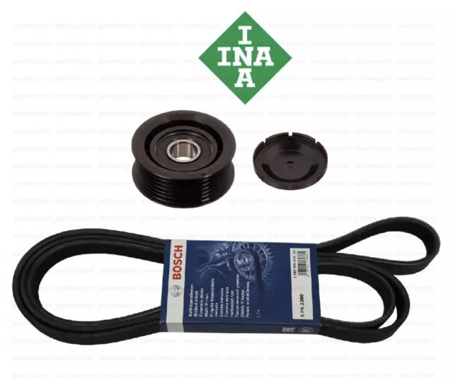 Serpentine Drive Belt + Idler Pulley BOSCH / INA for Mercedes Benz