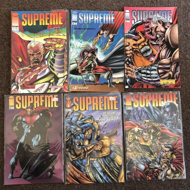 Image Supreme Lot Of 6 Comic Books # 2, 5, 8, 27, 34, 40 Vintage 90s Super Hero