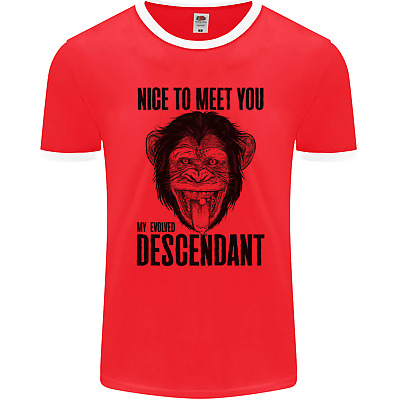Chimp Evolved Descendant Funny Monkey Ape Mens Ringer T-Shirt FotL