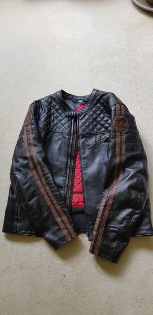 Furygan Legend Leather Retro Custom Motorcycle Motorbike Jacket 44"- Black Brown