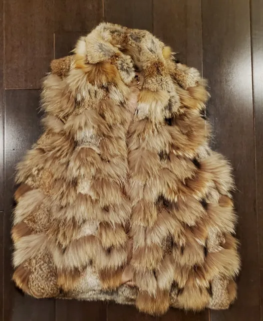 Theory Genuine Fur Vest Camel Brown Rabbit Raccoon Small P Nwot $1595