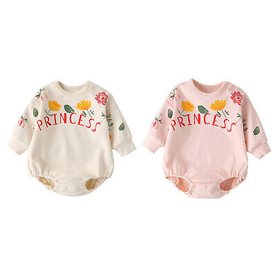 Baby Girl Cute Flower Letter Print Romper Toddler Bodysuit Daily Wear Top Outfit