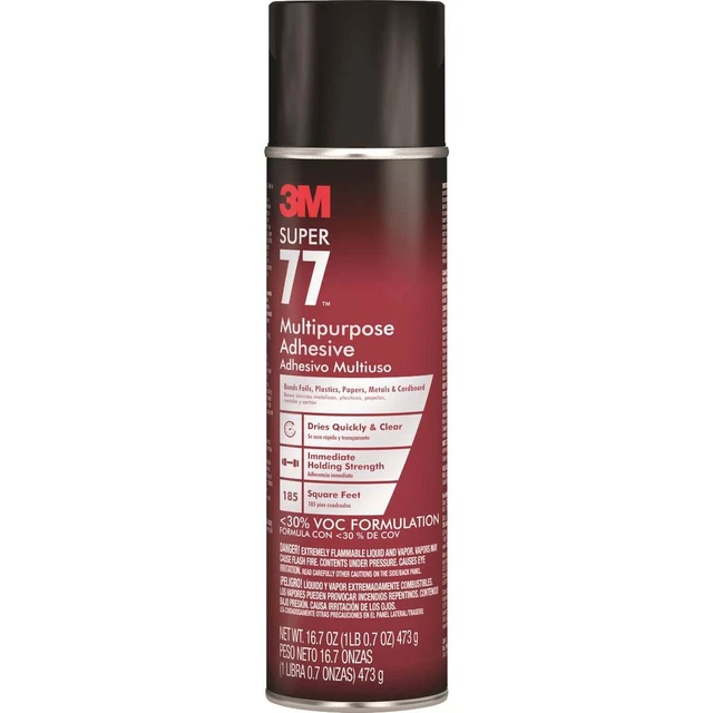 3M Super 77 14 Oz. Multipurpose Low VOC Spray Adhesive 77-VOC30DSC Pack of 12 3M