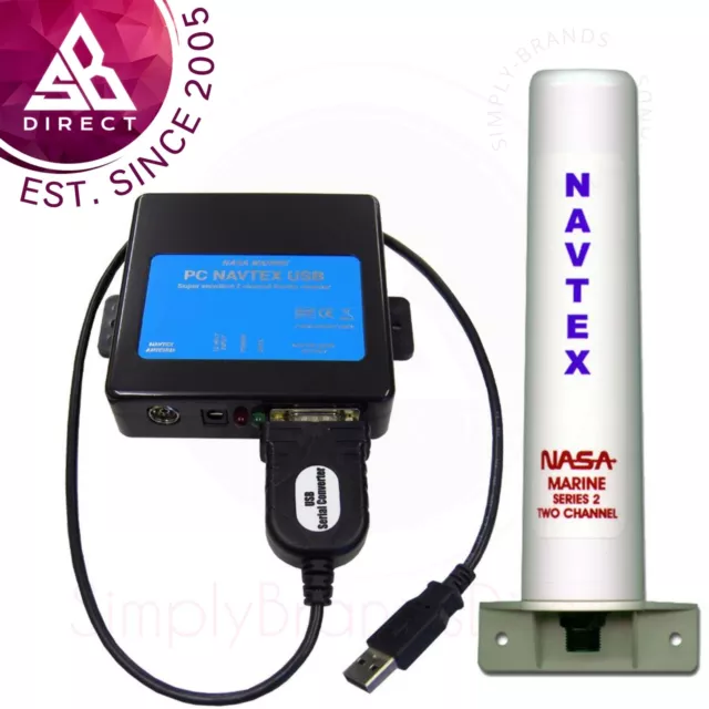 NASA Marine PC Navtex Pro Engine 2-USB with Series 2 Antenna│12V│For Boats