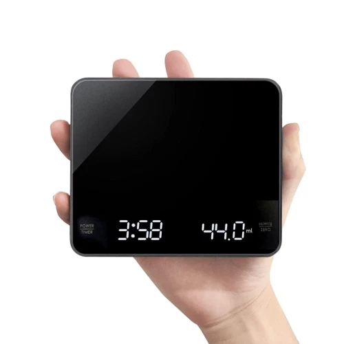 Mini Escala de Café Digital OBEST con Temporizador, 0,1 kg-3 kg Muestra de Precisión, Negra