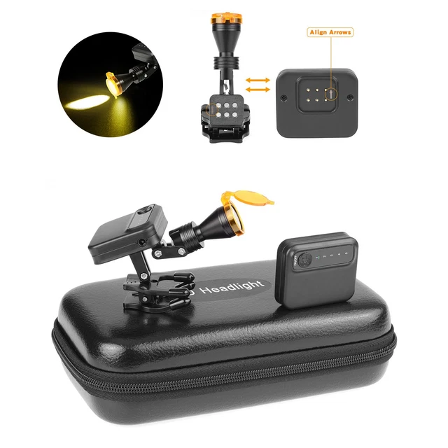 Dental 5W LED Wireless Head Light with 2 Batteries Optical Filter for Glasses