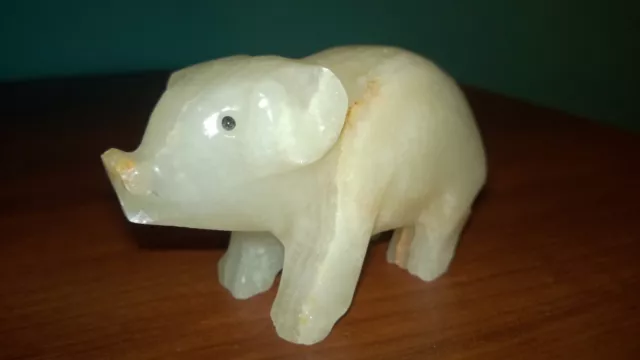 Vintage Primitive White Marble Cut Pig