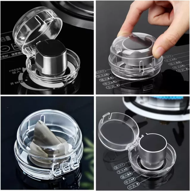 4× Child-Safe Clear Stove Knob Safety Covers for Oven/ Stove Top/Gas Range USA