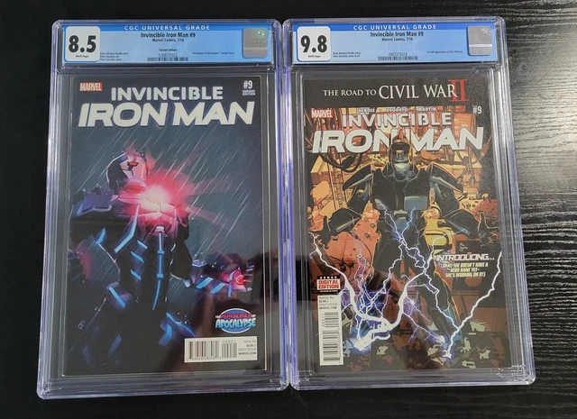 Invincible Iron Man #9 CGC 9.8 And Apocalypse Variant 8.5 1st Riri Williams