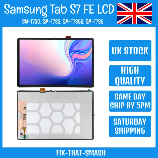 Samsung Galaxy Tab S7 FE 12.4” SM-T730 T733 T735 T736 Black LCD Screen Digitiser