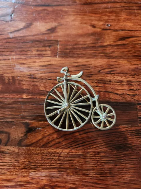 Vintage Zentall Unicycle Brooch Big Wheel Pin Transportation Jewelry 2