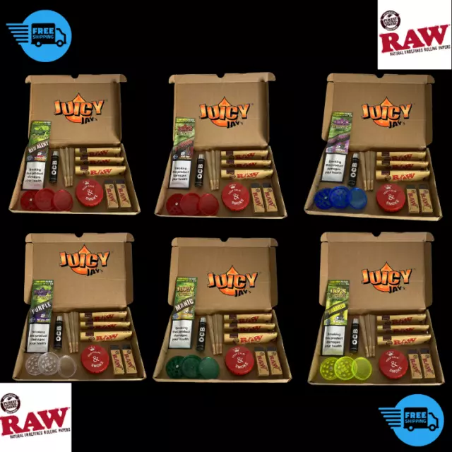 FLAVOURED ROLLING Wraps PAPERS  stash tin  GIFT SET Mixed FLAVOURS GRINDER SET