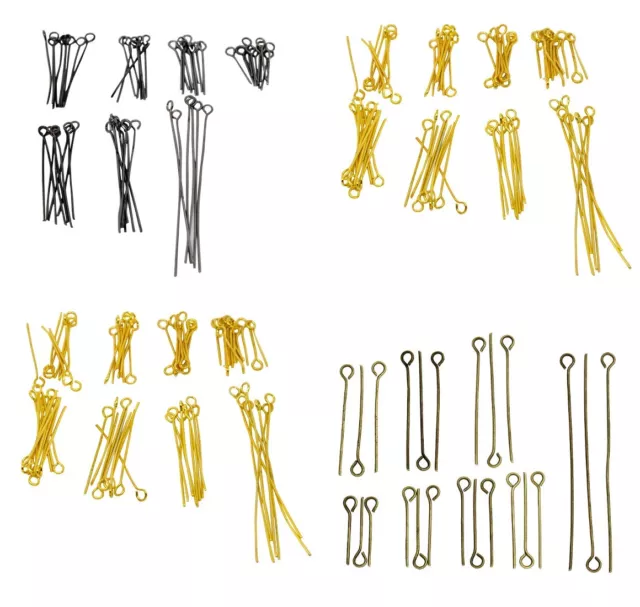 ❤ 800 pcs Silver/Gold Plated Value MIXED Size EYE PINS Craft Jewellery Making ❤