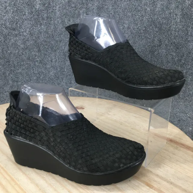 Steven By Steve Madden Shoes Womens 6 Betsi Woven Wedge Black Slip On Low Top