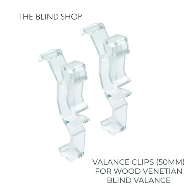 Wood Venetian Blind Valance Clips - per pair - Fits a 50mm Wide Valance