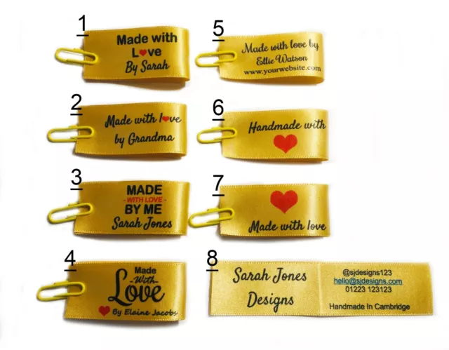 Personalised Gold Custom Handmade with love sew stitch in craft hobby labels