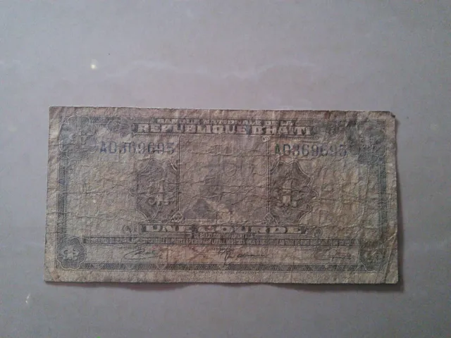 1 Gourde Haiti Banknote Very Old