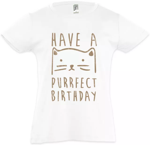 Have A Purrfect Birthday Kids Girls T-Shirt Cat Cats Love Meow I love addicted