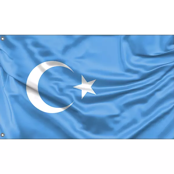 Kokbayraq Uyghurs Flag, Unique Design, 3x5 Ft / 90x150 cm, Made in EU