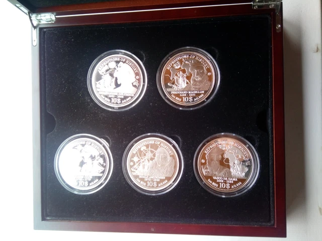 2013 ÎLES COOK Coffret 5 x 10 Dollars Argent Proof Expéditions Historique