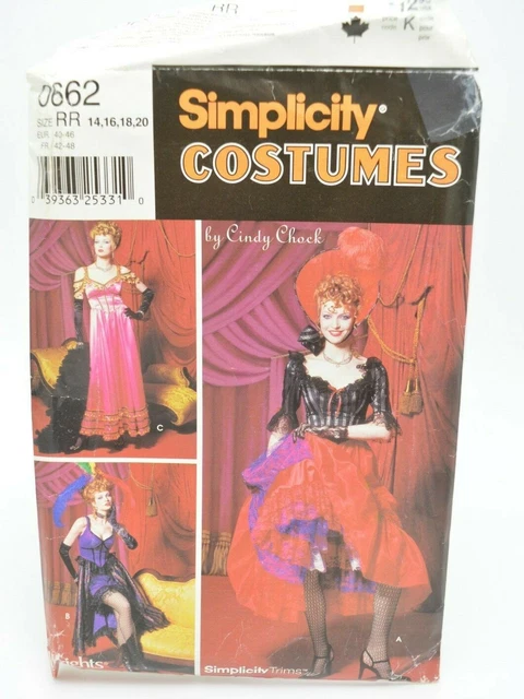 UNCUT Simplicity 0662 Costume Pattern Western Saloon Burlesque Moulin Sz 14-20