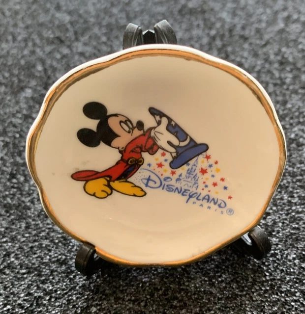 Mini Assiette Disney Disneyland Paris Mickey Fantasia Céramique Avec Support