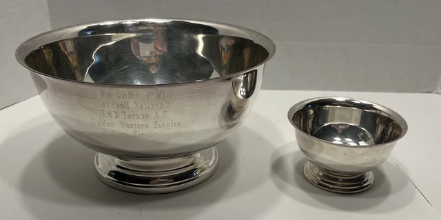 TOWLE SILVERPLATE 8” Footed Trophy Bowl 1980 Handball Semi