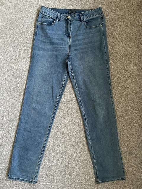 Jeans da donna blu papaya denim gamba dritta taglia 12 (HF15)