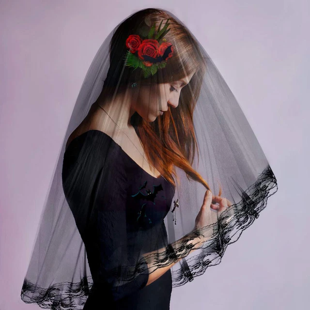 Voile Sanglant Mariée Zombie Halloween Avec Peigne - Accessoire Cosplay Horreur 68cm