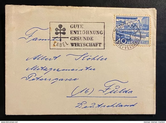 Schweiz Brief 1955 mit Mi. 537 gestempelt/o Zürich-Werbestempel