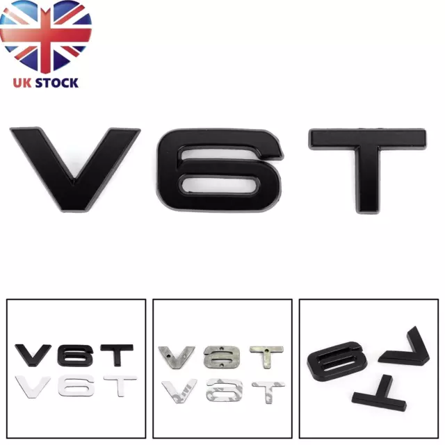 V6T Emblem Badge For AUDI A1 A3 A4 A5 A6 A7 Q3 Q5 Q7 S6 S7 S8 S4 SQ5 Black GB UK