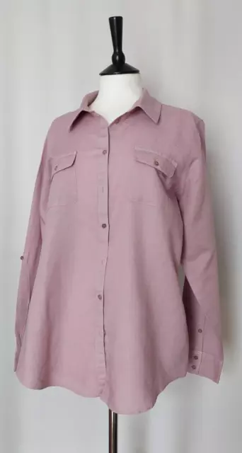 ☆ Camicia classica ORVIS taglia L nuova viola lino viola viola misto cotone manica lunga