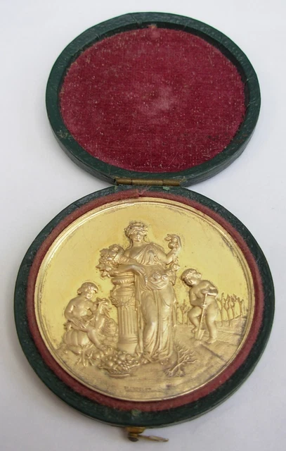 Belle Médaille Art Nouveau Calice 41 x 27 mm En Argent Vers