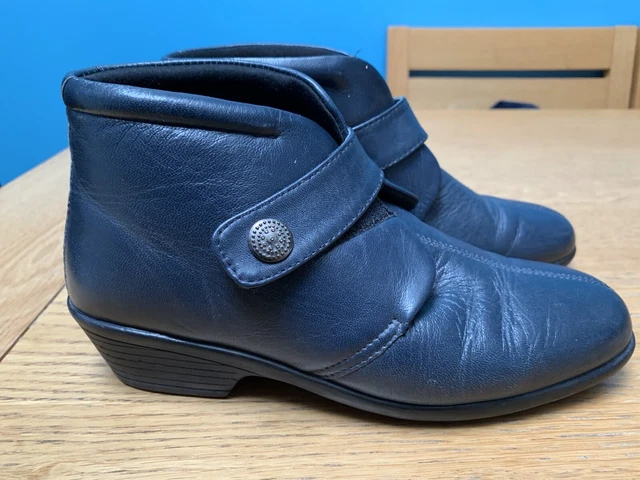 PAVERS BLUE WOMEN Gils Ziped Lace Up Ankle Chunky Leather Boots