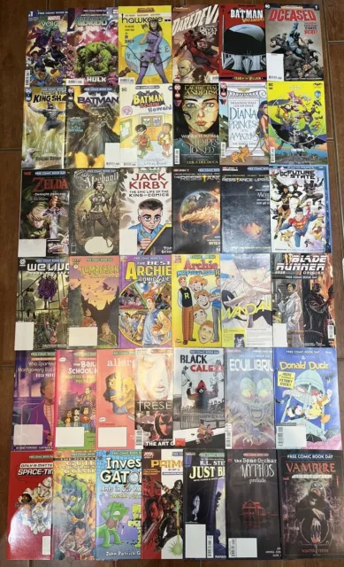 Free Comic Book Day Variant Comics Large Job Lot of 38 Marvel , DC & Indies NM