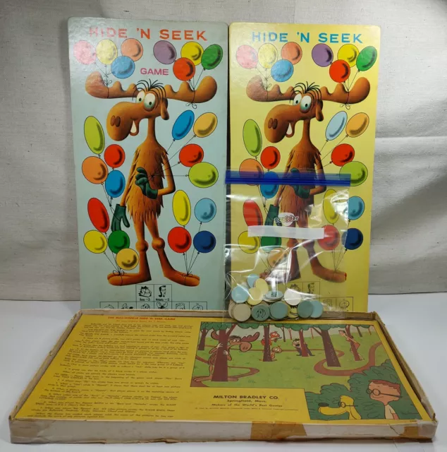 Vintage 1961 Milton Bradley Company Bullwinkle Hide-N-Seek Game For 5 To 12 Ages