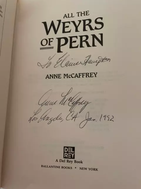 Anne McCaffrey: All the Weyrs of Pern, signed 1st/5th HB w/DJ
