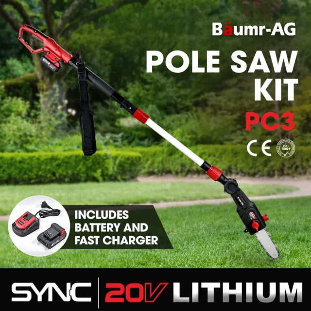 BAUMR-AG PC3 20V SYNC Cordless Pole Saw Kit Pruner Tree Cutter Electric Battery