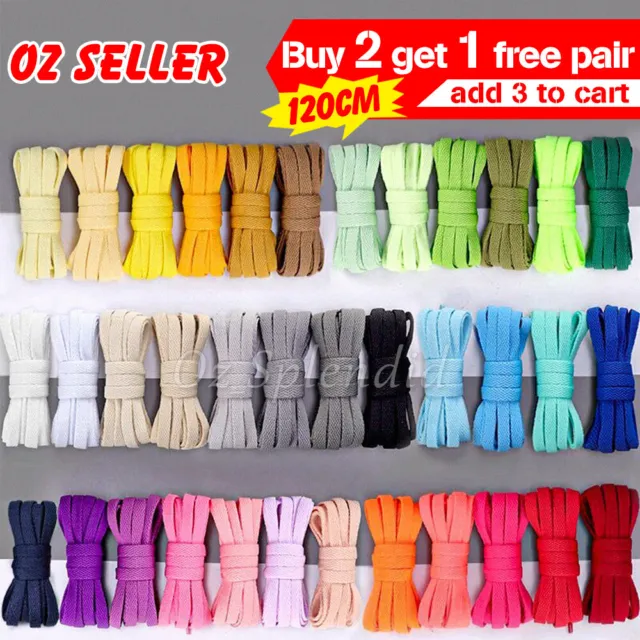 120cm Long Shoelaces Colorful Coloured Flat Bootlace Sneaker Shoe Laces