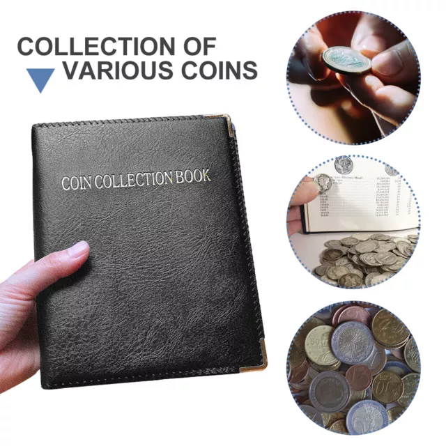 Portable Leather Cover Storage Tool Coin Album 480 Units Removable Collectors