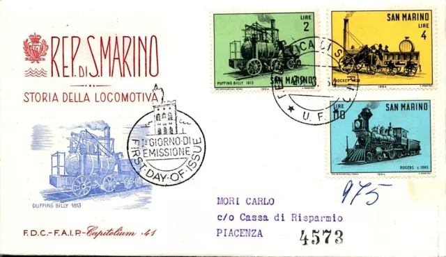 Storia Postale - FDC FAIP Capitolium - Repubblica San Marino - 1964 - Locomotiva