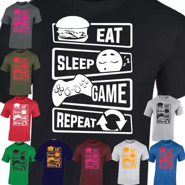 Eat Sleep Game Repeat Mens T-Shirt Gamers Playstation New Gaming Tee Top Gift