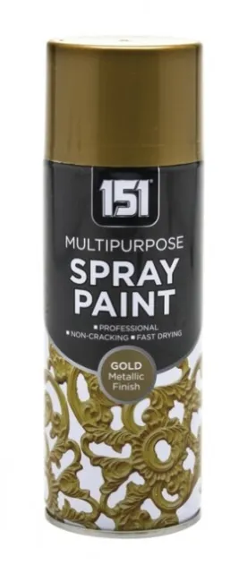 Paquete de 3 pinturas en aerosol metálico multipropósito de oro 151 400 ml