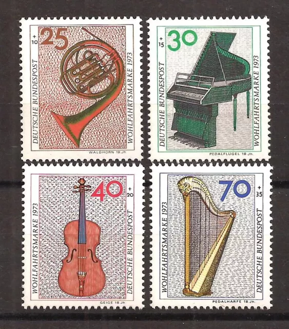 [D7342] BRD, Germany, full set 1973, MNH** Charity Stamps, Musical Instruments