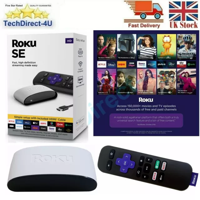 New Roku HD SE TV Streaming  Media Player Stick HDMI SE + Remote Control