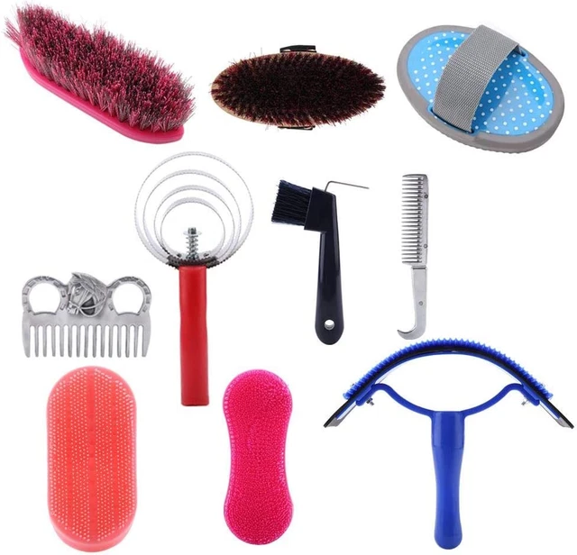 Broco Brosse pour Poney, 10 Pcs Trousse De Soins Toilettage Cheval...