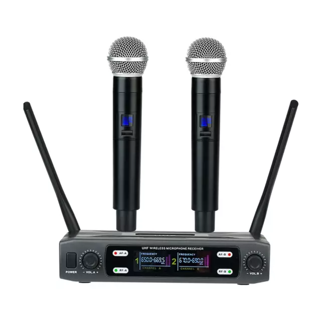 Dual Microphone System Noise Reduction Handheld Cordless Dynamic Microphones Mic