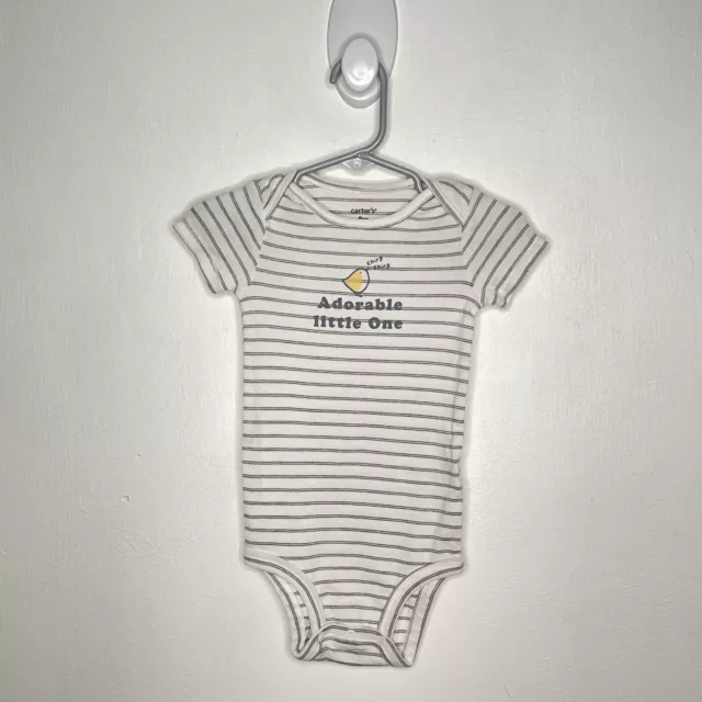 Carters Striped One Piece Bodysuit Baby Size 9 M White Chick Short Sleeve