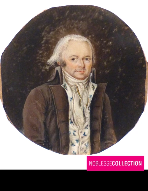 ANTIQUE 18th CENTURY FRENCH MINIATURE HAND PAINTED GOUACHE YOUNG MAN PORTRAIT
